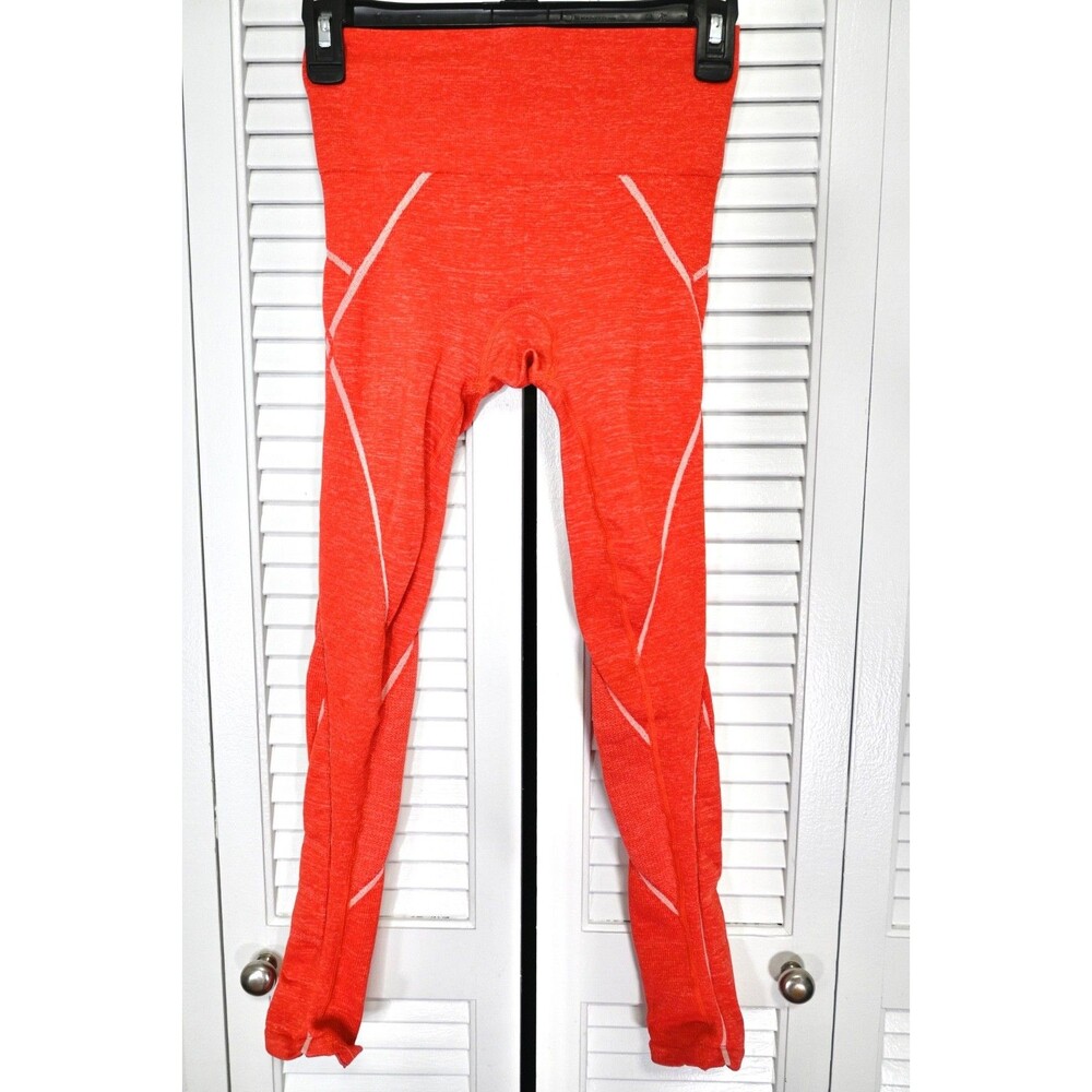 Athleta Thermal Long John Compression Leggings Orange Coral Warm Pants